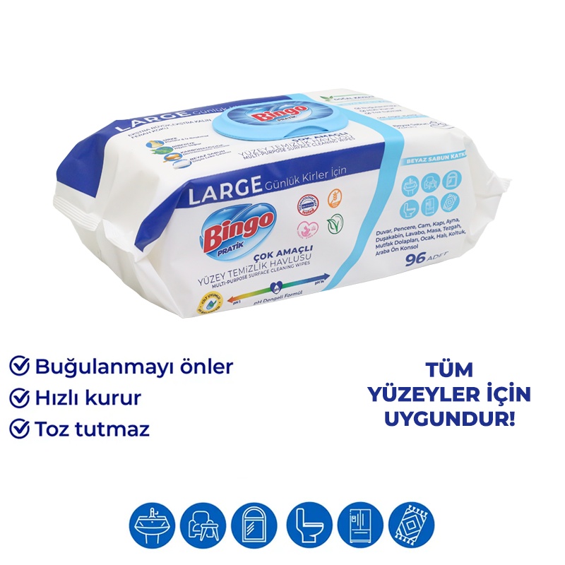 Bingo Pratik Large Yüzey Temizlik Havlusu Beyaz Sabun 96 Lı - BİNGO (1)