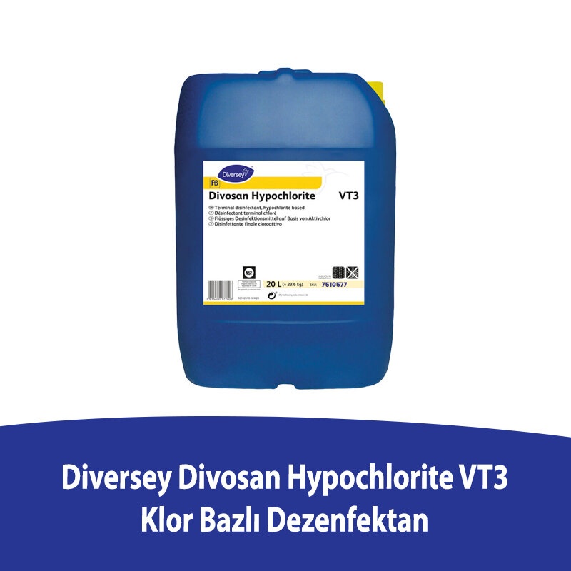 Diversey Divosan Hypochlorite VT3 Klor Bazlı Dezenfektan 20 L 23,6 Kg - 1