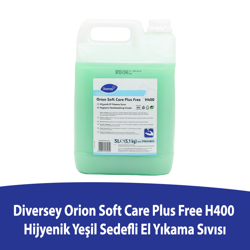 Diversey Orion Soft Care Plus Free Yeşil Sedefli El Yıkama Sıvısı 5 L - 1