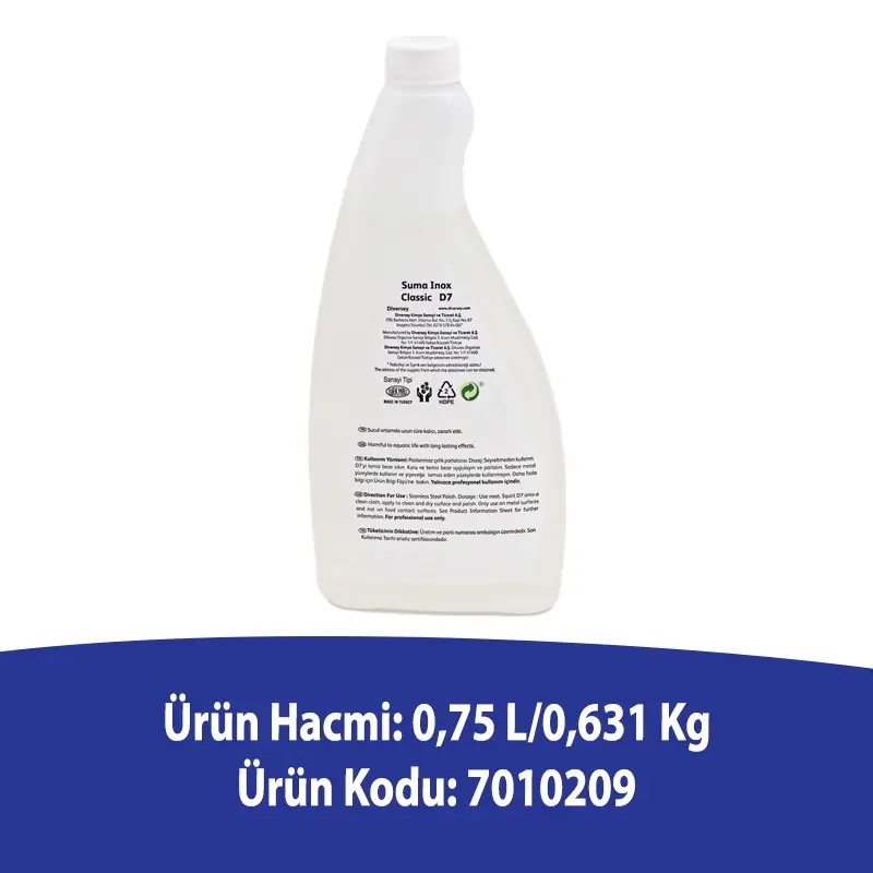 Diversey Suma Inox Classic D7 Paslanmaz Çelik Parlatıcısı 0,75 L - 2