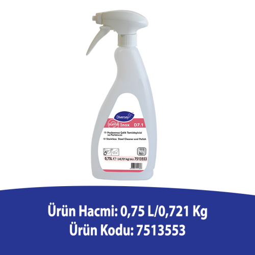 Diversey Suma Inox Classic D7.1 Paslanmaz Çelik Temizleyici ve Parlatıcı 0,75 L - 2