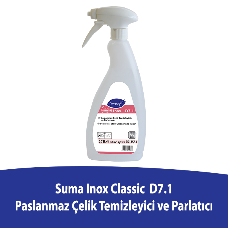 Diversey Suma Inox Classic D7.1 Paslanmaz Çelik Temizleyici ve Parlatıcı 0,75 L - 1