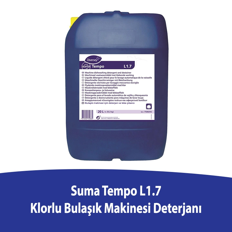 DIVERSEY - Diversey Suma Tempo L1.7 Klorlu Bulaşık Makinesi Deterjanı 20 L (1)