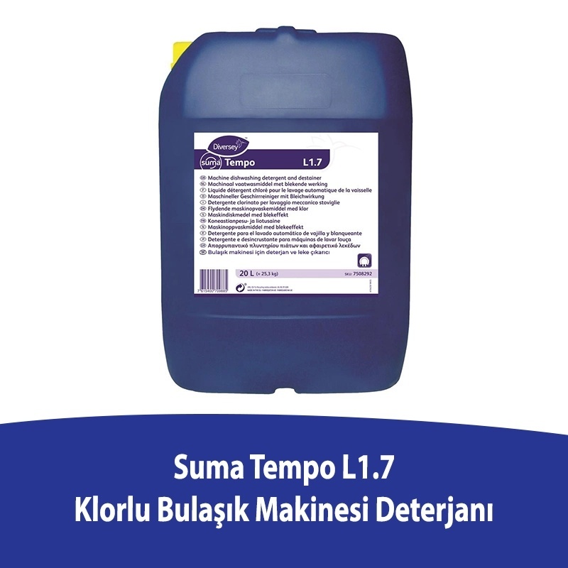 Diversey Suma Tempo L1.7 Klorlu Bulaşık Makinesi Deterjanı 20 L - DIVERSEY