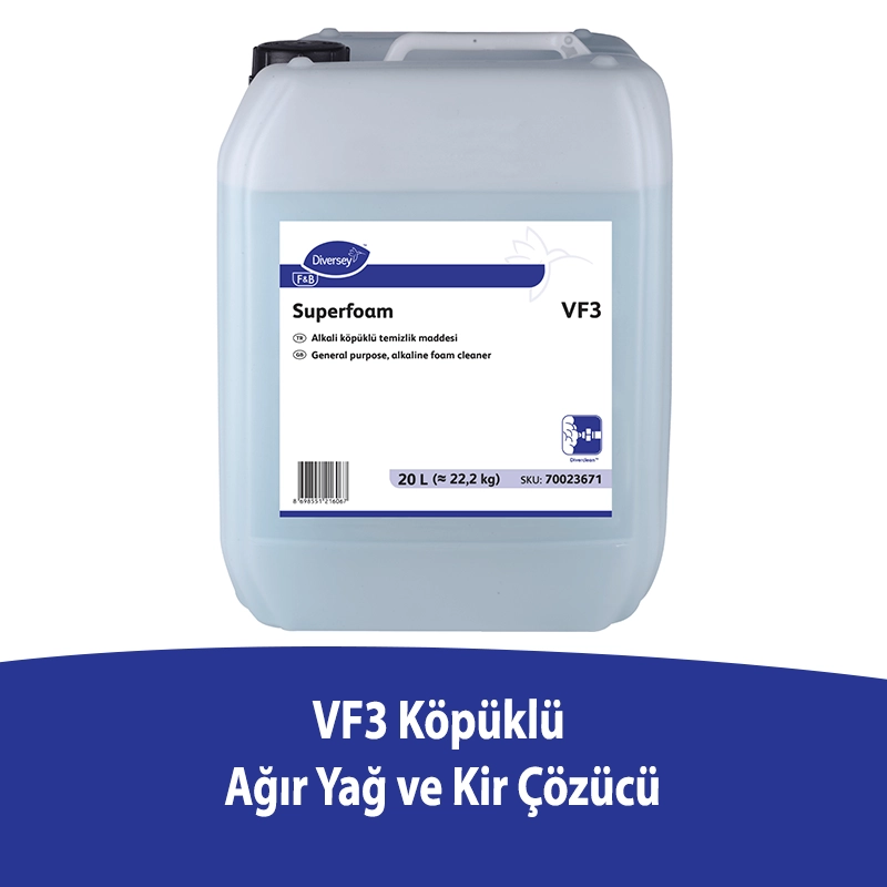 Diversey Superfoam VF3 Köpüklü Ağır Yağ ve Kir Çözücü Deterjan 20 L - 1