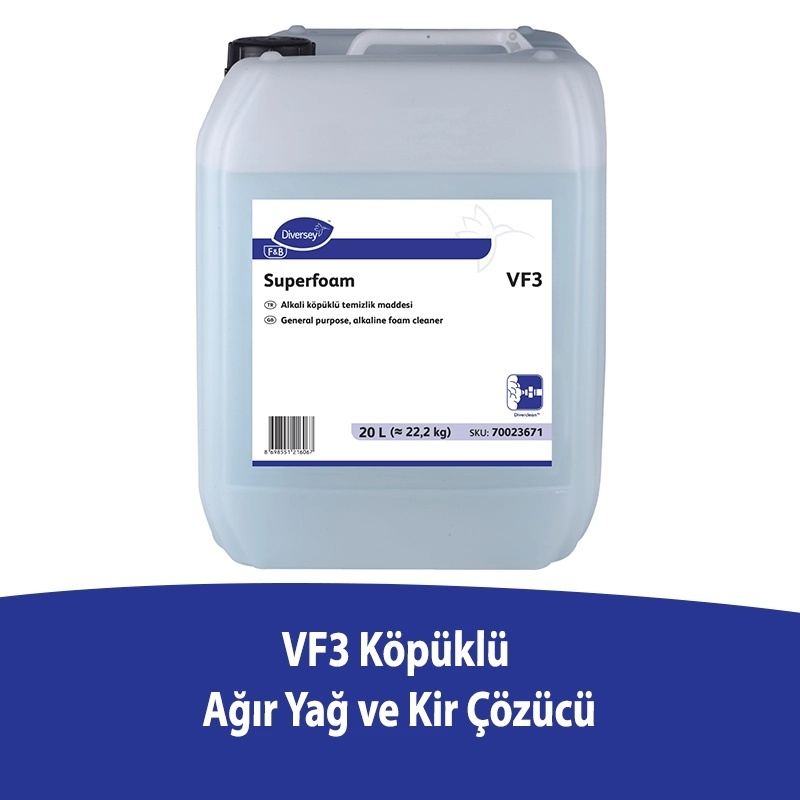 Diversey Superfoam VF3 Köpüklü Ağır Yağ ve Kir Çözücü Deterjan 20 L - 1