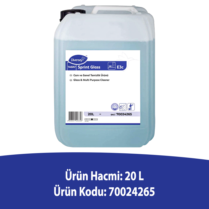 Diversey Taski Sprint Glass E3C Cam ve Parlak Yüzey Temizleme Ürünü 20 L - 2