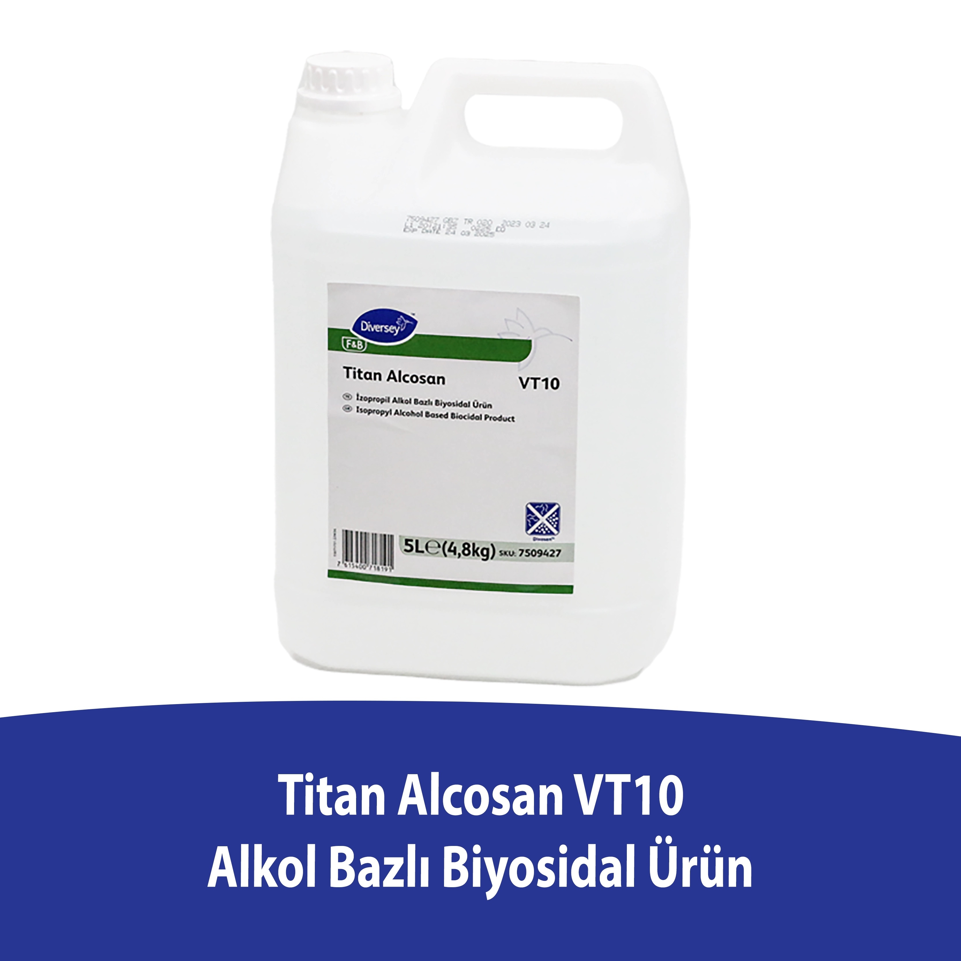 Diversey Titan Alcosan VT10 Yüzey Dezenfektanı Biyosidal Ürün 5L/ 4,8 Kg - DIVERSEY