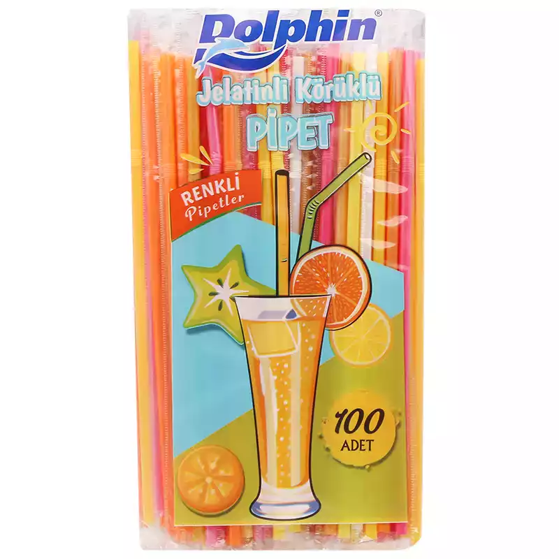 Dolphin Körüklü Jelatinli Pipet 100lü - Thumbnail