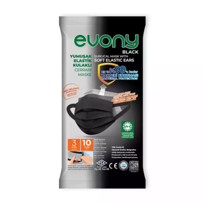 Evony Maske Siyah 10'lu - EVONY