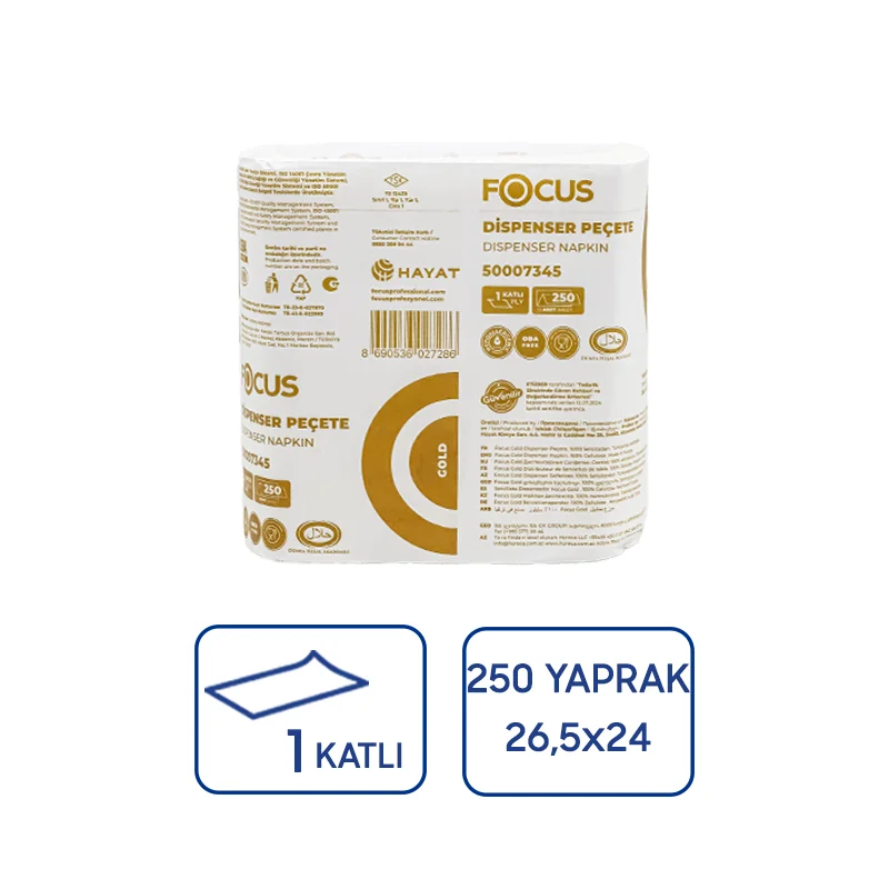 Focus Gold Dispenser Peçete Kağıt 250Li 18 Paket 2025 - 1