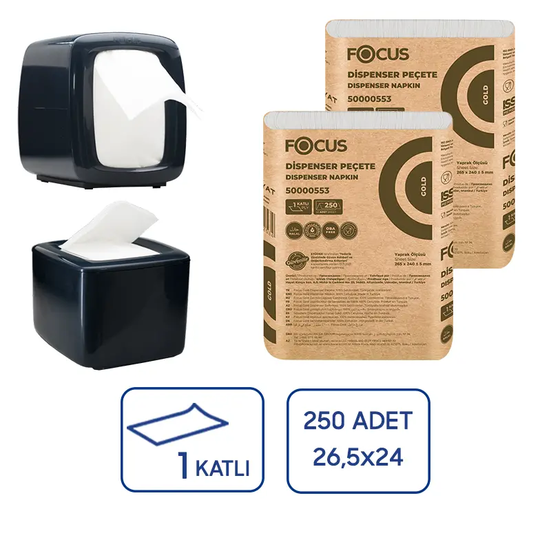 Focus Gold Dispenser Peçete Kağıt 250Li 18 Paket - 1