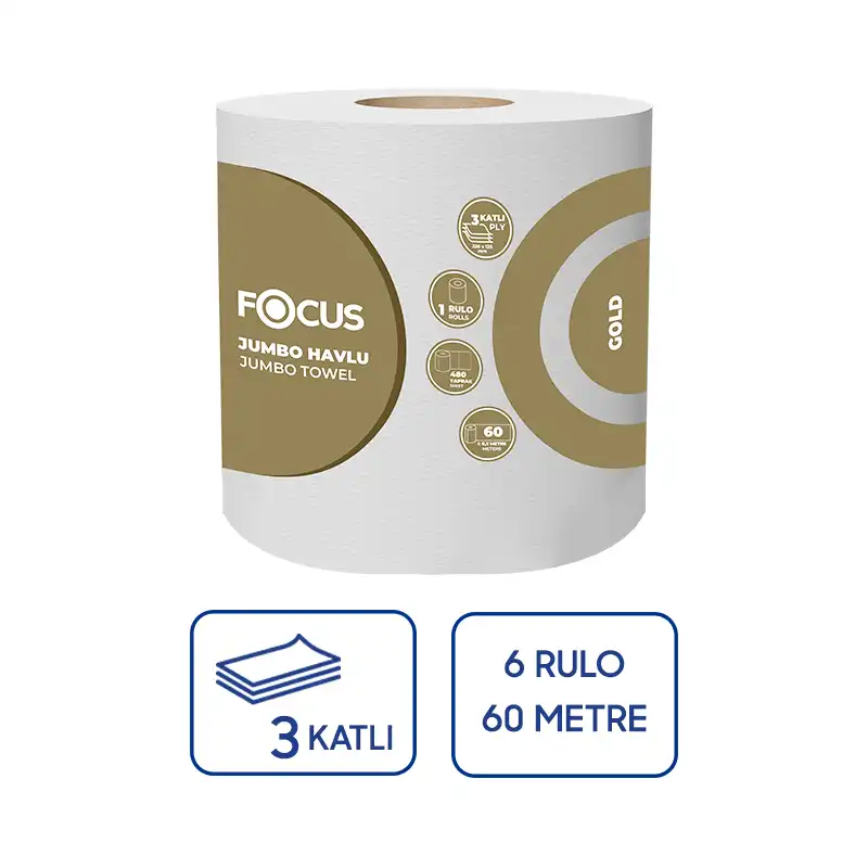 Focus Gold Jumbo Kağıt Havlu 6 Rulo x 60 Metre 3 Katlı - 1