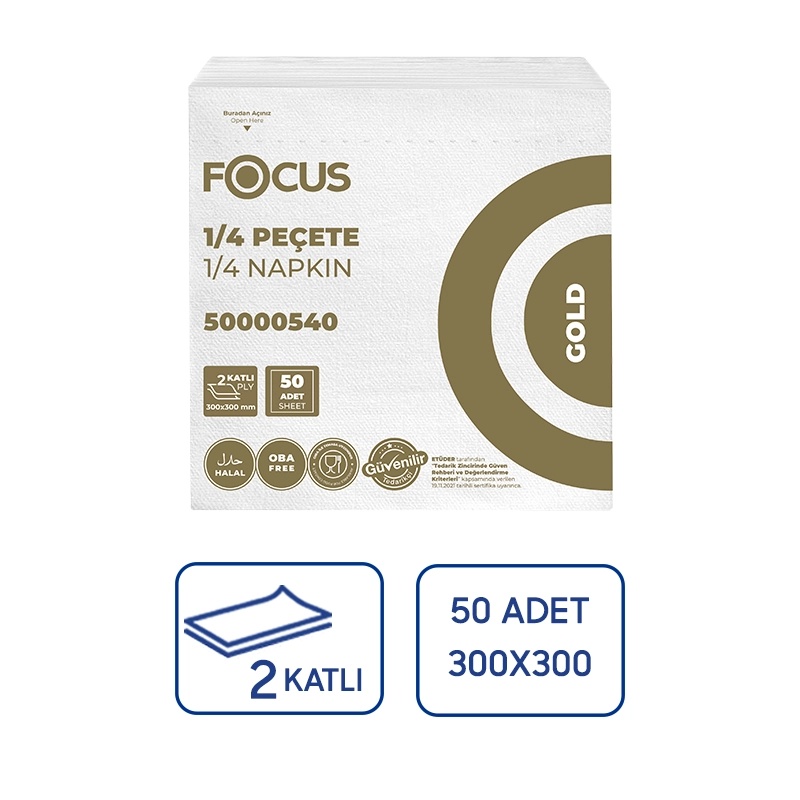 Focus Gold Kağıt Peçete 1/4 50'li 24 Adet - 1