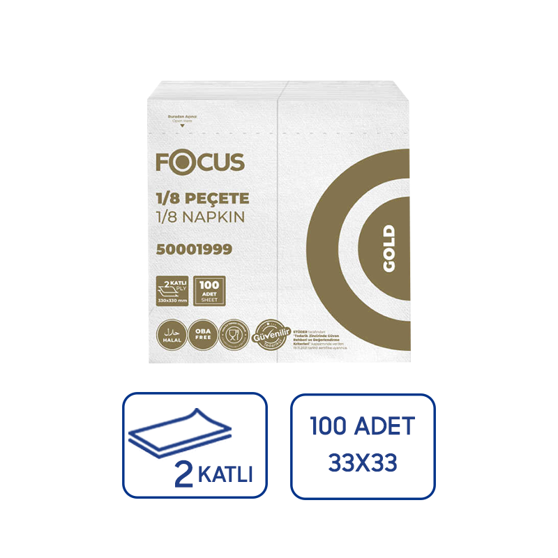 Focus Gold Maxi Garson Katlama Peçete 1/8 100Lü 24 Paket - 1