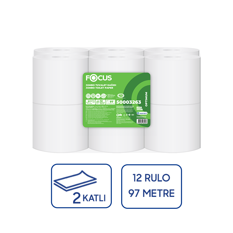 Focus Optimum Jumbo Mini Tuvalet Kağıdı 12 Adet x 97 Metre - 1