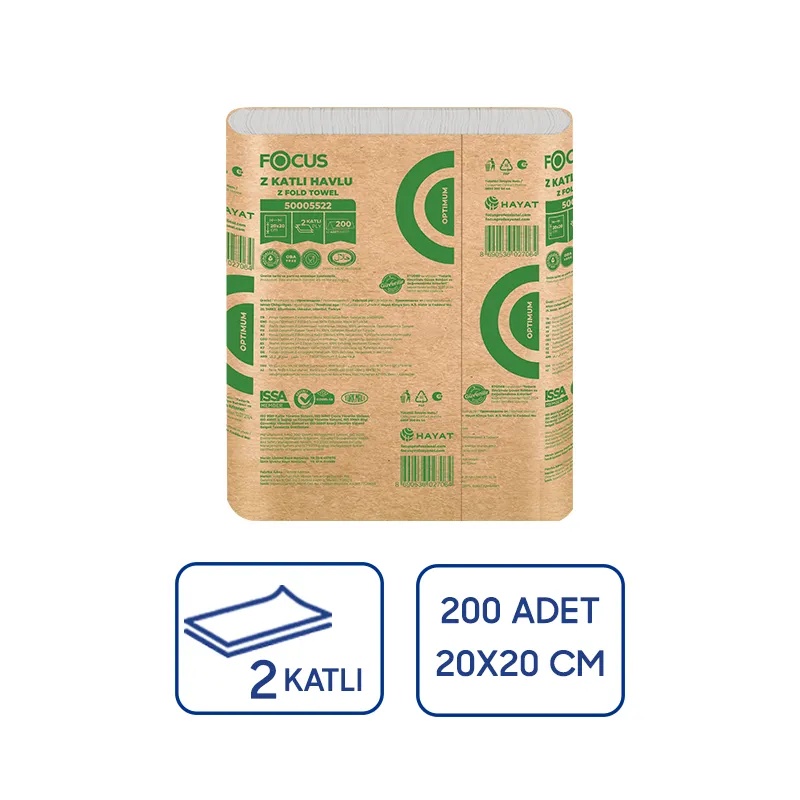 Focus Optimum Z Katlı Kağıt Havlu 200Lü 12 Paket YENİ - 1