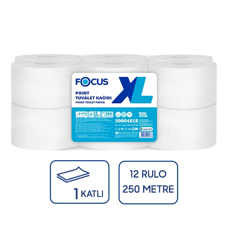 Focus XL İçten Çekmeli Tuvalet Kağıdı 12Li 250 Metre - 1
