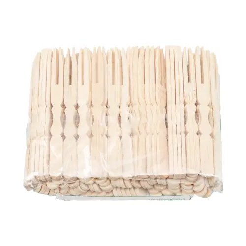 Kafem Bambu Cips Çatalı 9 Cm 100 Adet - 5