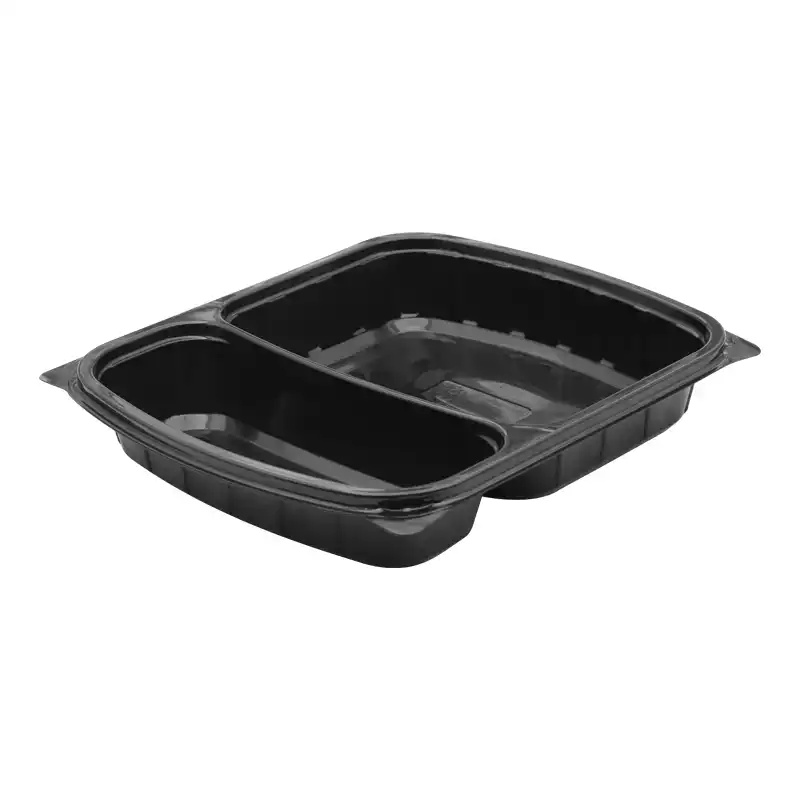 Limera 2 Bölmeli Yemek Kabı Siyah 300 Adet Gıda Kabı - LİMERA