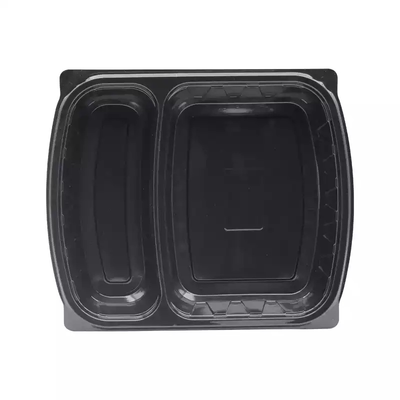 Limera 2 Bölmeli Yemek Kabı Siyah 300 Adet Gıda Kabı - LİMERA (1)