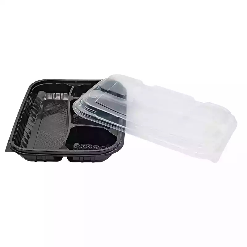 Limera 4 Bölmeli Kebab Kabı ve Kapağı Siyah 100lü Gıda Kabı LPP-865 - LİMERA