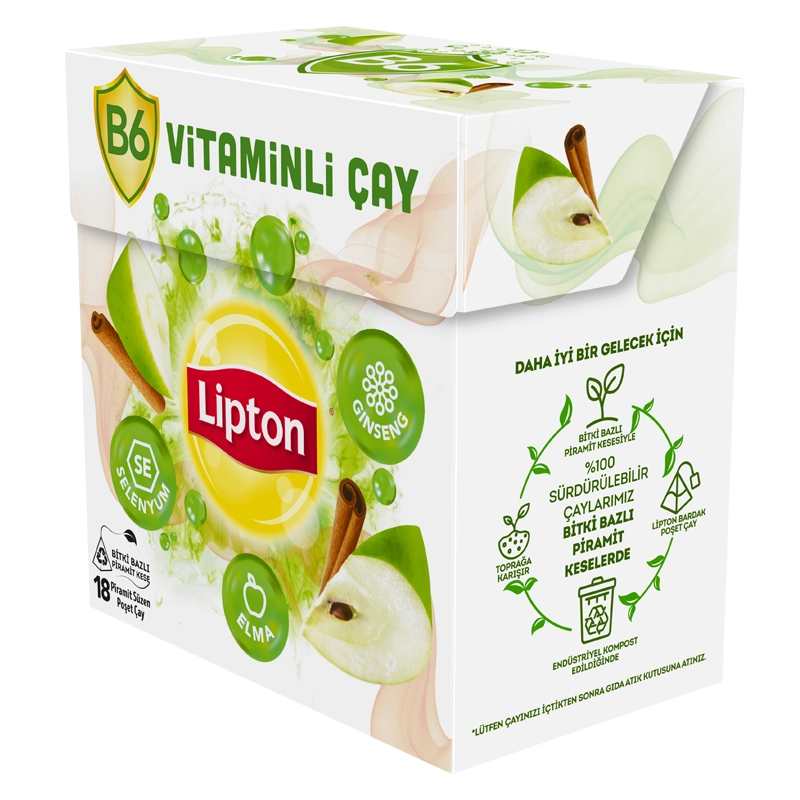 Lipton B6 Vitaminli Bitki ve Meyve Çayı Elma Aromalı 18'li Paket - Thumbnail