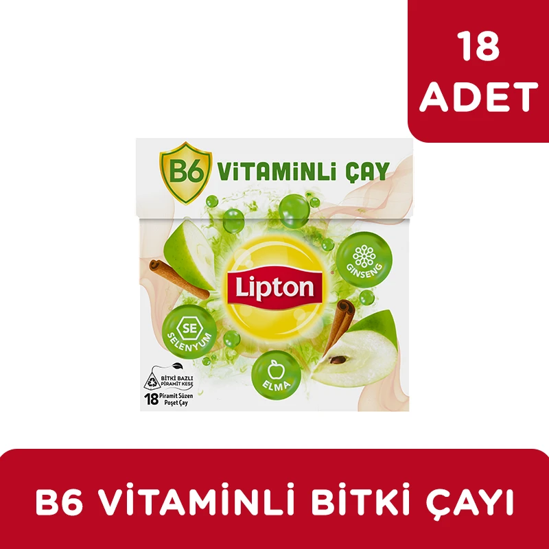 Lipton B6 Vitaminli Bitki ve Meyve Çayı Elma Aromalı 18'li Paket - 2