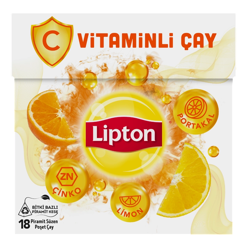 Lipton C Vitaminli Bitki ve Meyve Çayı Portakal Ve Limon Aromalı 18'li Paket - Thumbnail