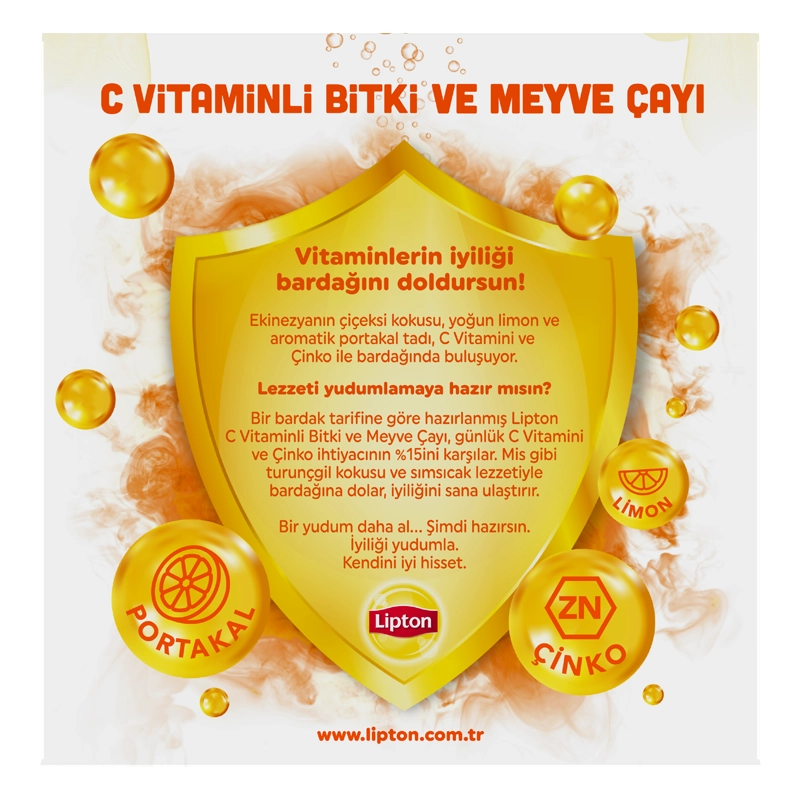 Lipton C Vitaminli Bitki ve Meyve Çayı Portakal Ve Limon Aromalı 18'li Paket - 4