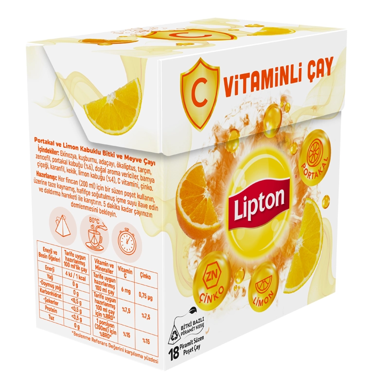Lipton C Vitaminli Bitki ve Meyve Çayı Portakal Ve Limon Aromalı 18'li Paket - 5