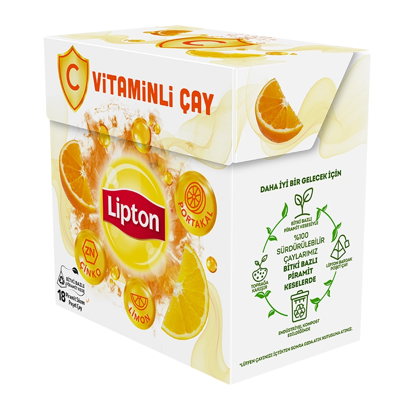 Lipton C Vitaminli Bitki ve Meyve Çayı Portakal Ve Limon Aromalı 18'li Paket - Thumbnail
