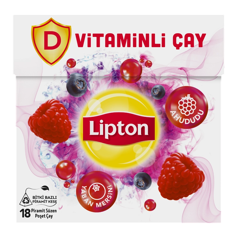 Lipton D Vitaminli Bitki ve Meyve Çayı Ahududu Yaban Mersini Aromalı 18'li Paket