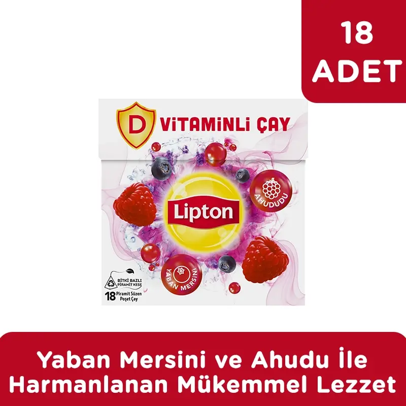 Lipton D Vitaminli Bitki ve Meyve Çayı Ahududu Yaban Mersini Aromalı 18'li Paket - 2