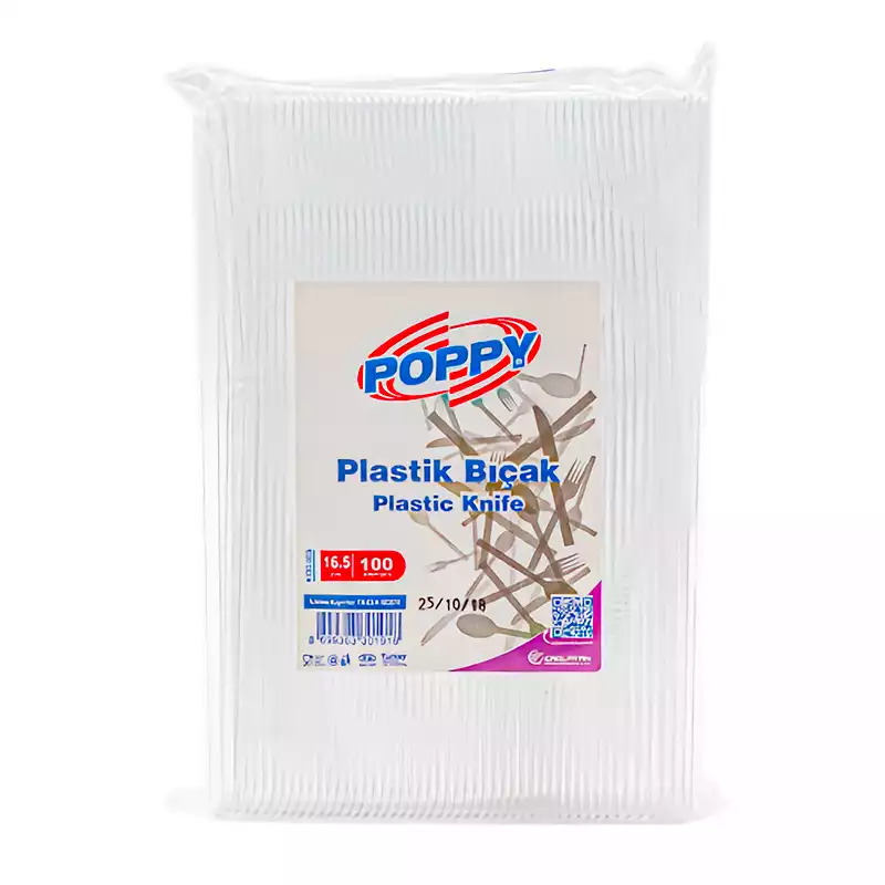 Poppy Plastik Bıçak 1,95 Gr Şeffaf 100'lü