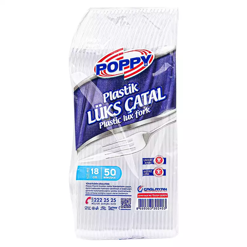 Poppy Plastik Lüx Çatal Şeffaf 3,85 Gr 50 Li - 1