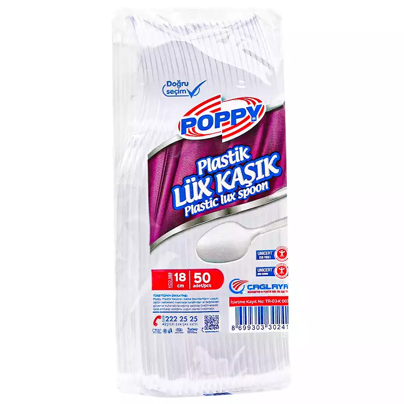 Poppy Plastik Lüx Kaşık 50'li - 1