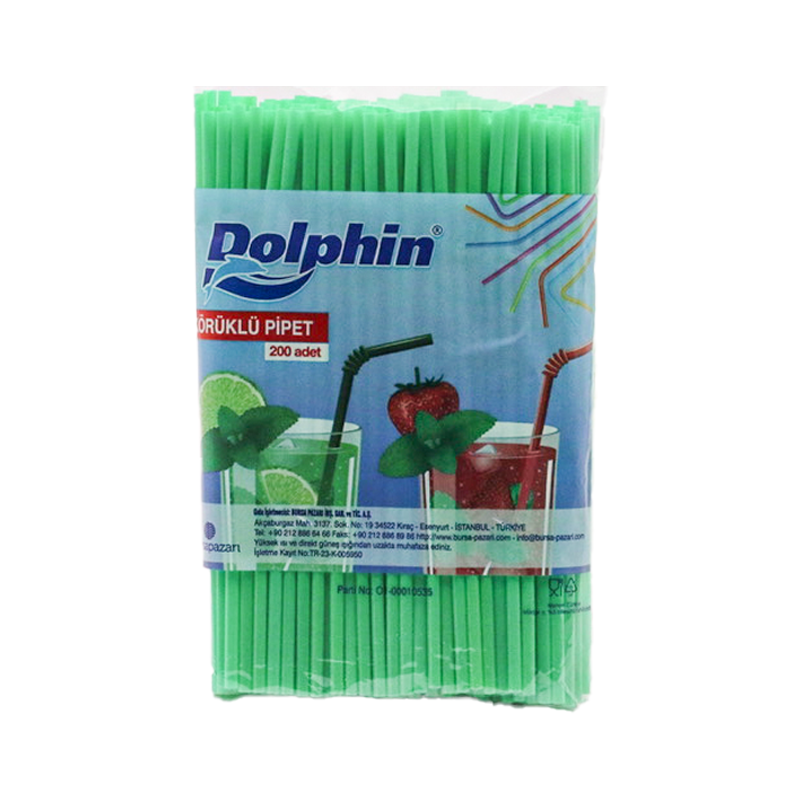 Dolphin Renkli Körüklü Pipet 200 Adet - 3