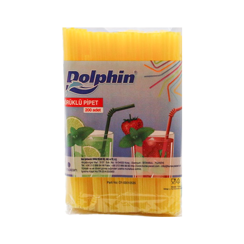 Dolphin Renkli Körüklü Pipet 200 Adet - 4