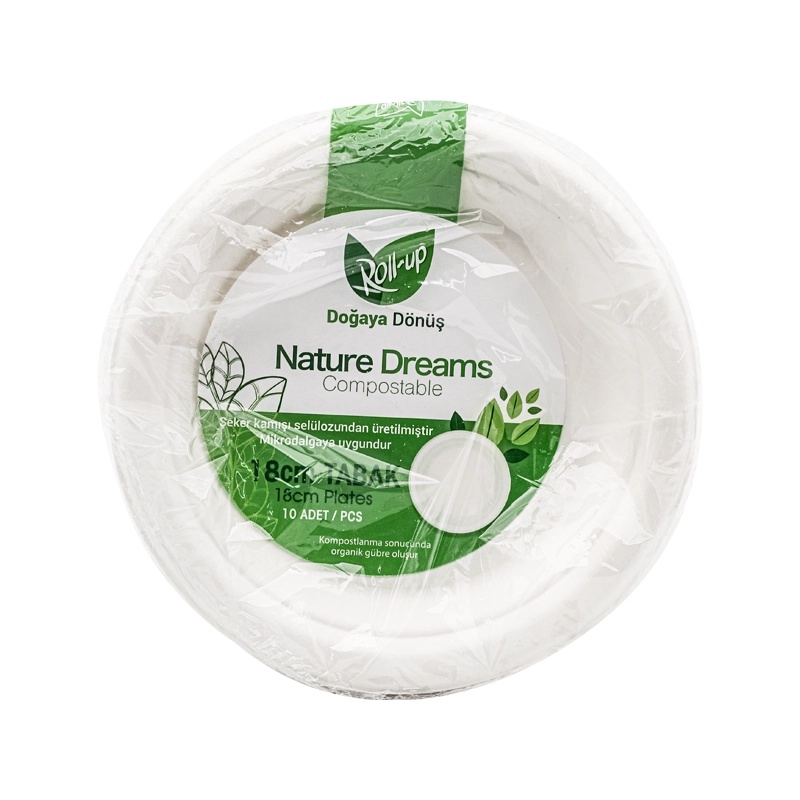 Roll Up Nature Dreams Doğa Dostu Karton Tabak 18 Cm 10'lu - ROLL-UP