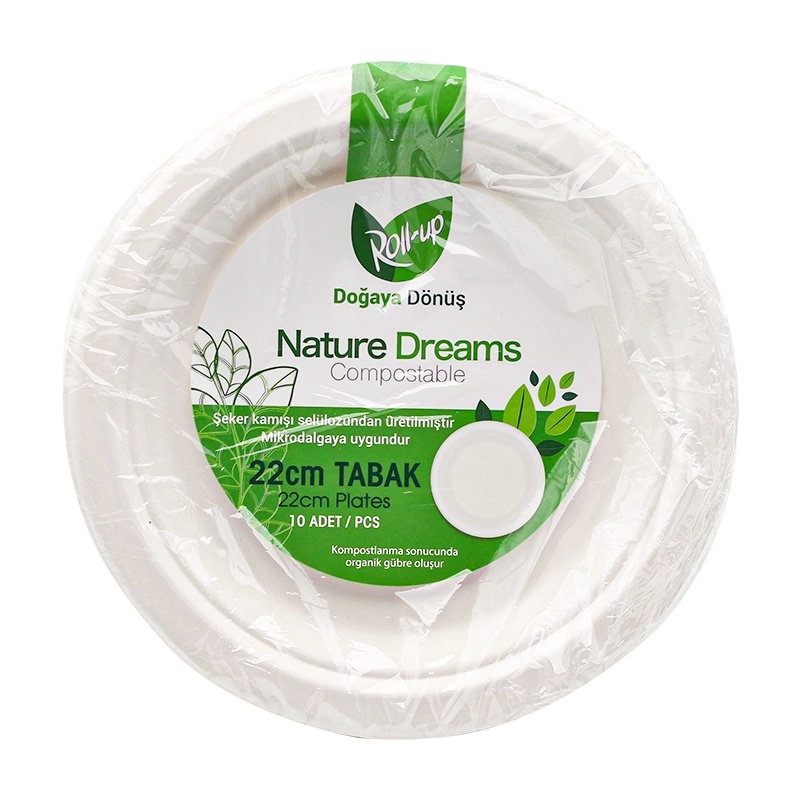 Roll Up Nature Dreams Doğa Dostu Karton Tabak 22 Cm 10'lu - ROLL-UP