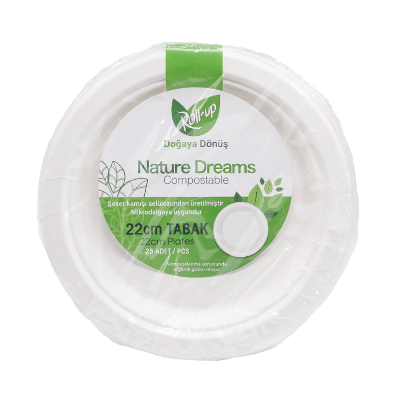 Roll Up Nature Dreams Doğa Dostu Karton Tabak 22 cm 25 Li - 1