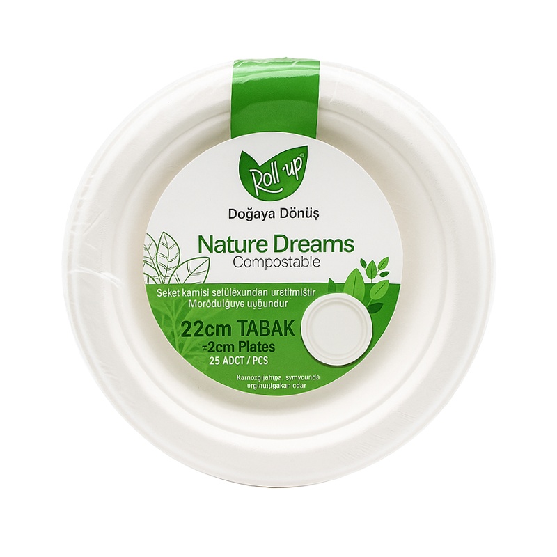 Roll Up Nature Dreams Doğa Dostu Karton Tabak 22 cm 25 Li - ROLL-UP