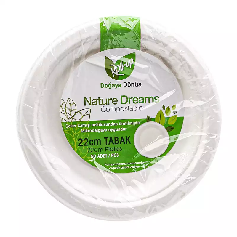 Roll Up Nature Dreams Doğa Dostu Karton Tabak 22 cm 50'li - 1