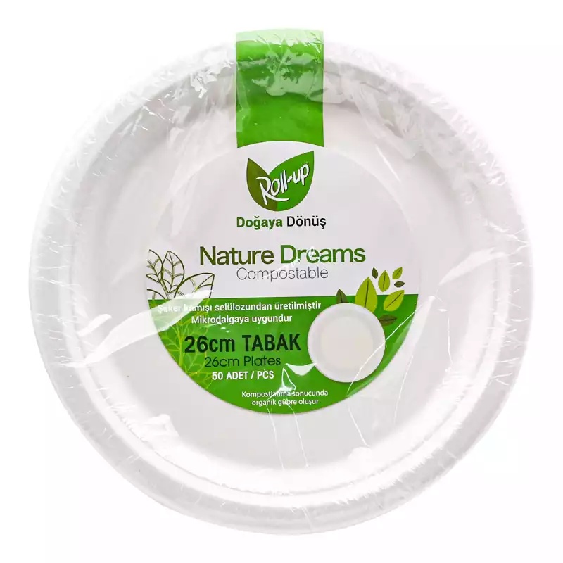 Roll Up Nature Dreams Doğa Dostu Karton Tabak 26 cm 50'li - 1