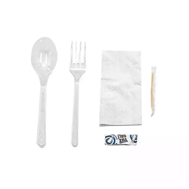 5li Set Plastik Kaşık Çatal Tuz Kürdan Peçete 500 Adet - AKY