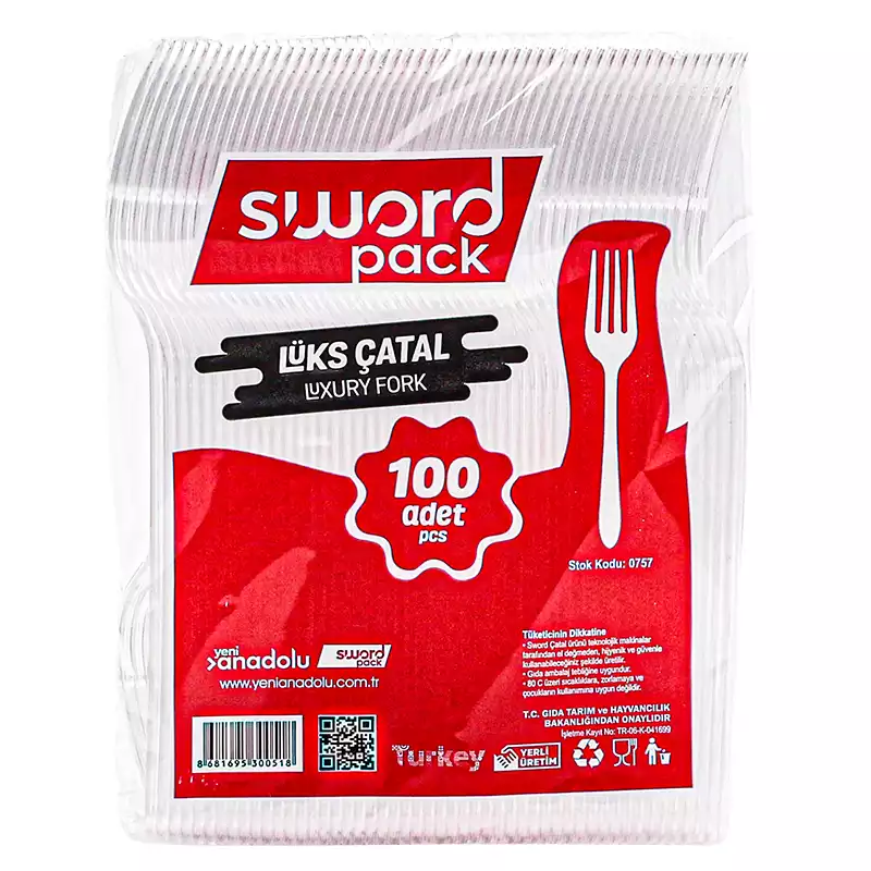 Sword Lüx Plastik Çatal Şeffaf 2,8 Gr 100'lü - 1