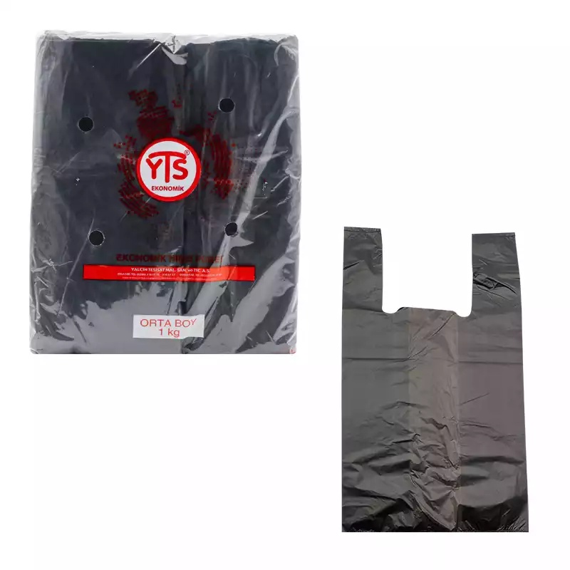 YTS Ekonomik Siyah Atlet Poşet Orta Boy 27x50 Hışır Poşet - 1