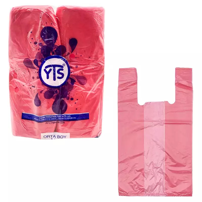 YTS Kırmızı Atlet Poşet Orta Boy 27x50 Hışır Poşet - YTS
