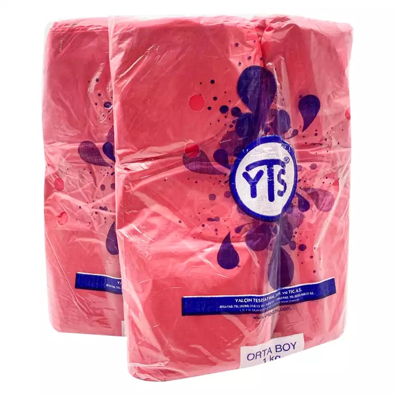 YTS Kırmızı Atlet Poşet Orta Boy 27x50 Hışır Poşet - 3